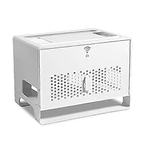 Cable Wire Storage Box for WiFi Router and Power Strip, Hidden Organizer for Home and Office, White Finish