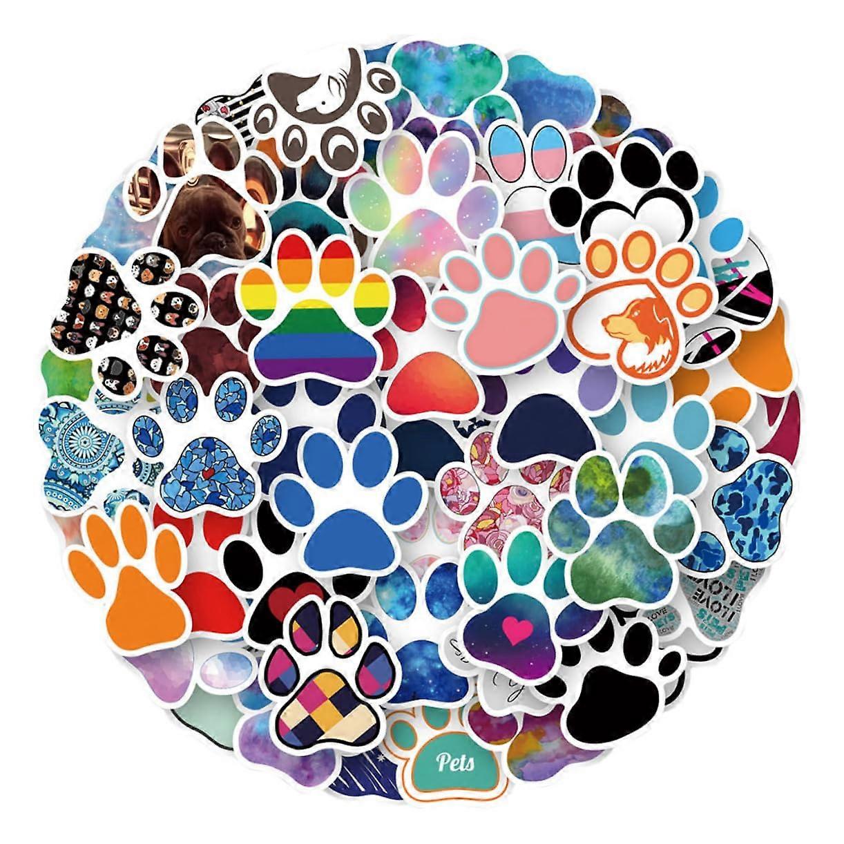 120 Pieces Paw Print Stickers Self-Adhesive Pet Decor for Luggage Water Bottles Notebooks Ideal for Dog and Cat Lovers