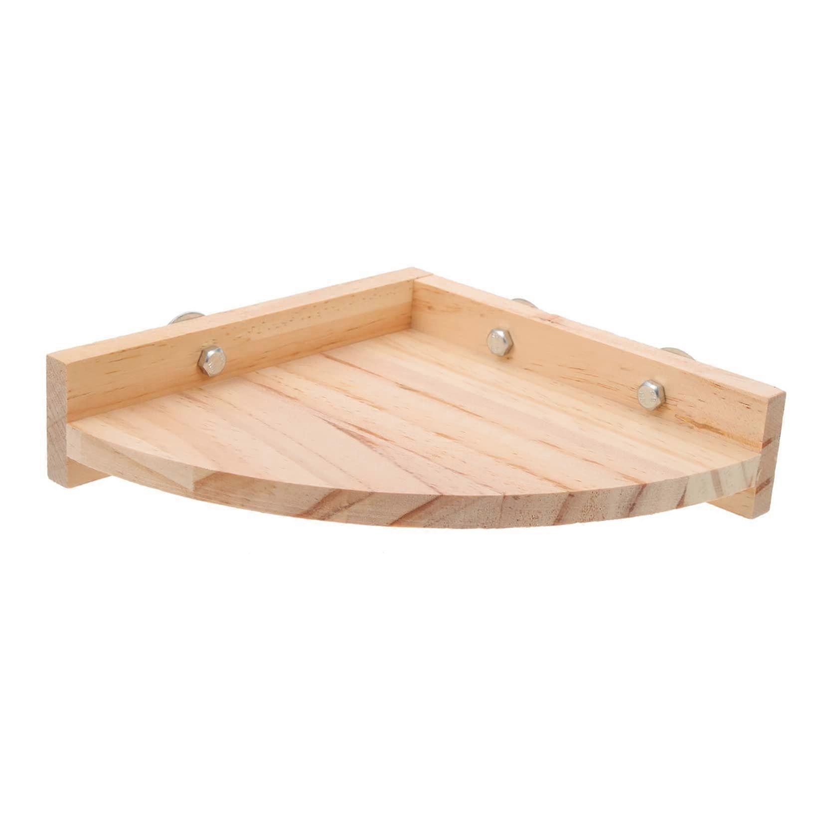 Wooden bird perch for cages, large platform made of natural wood for multiple birds, easy to install, durable and safe for parrots and pets.