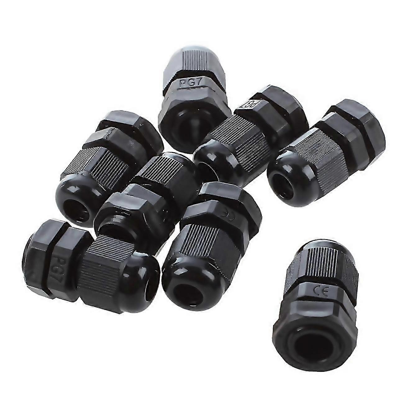 For 8 pcs pg7 plastic waterproof cable gland connector 365mm Black