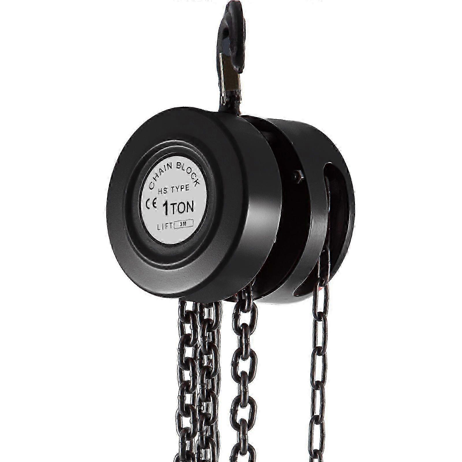 Hand Chain Hoist, 2200 lbs /1 Ton Capacity Chain Block,10ft/3m Lift Manual Hand Chain Block,for Lifting Good in Transport & Workshop,Blac