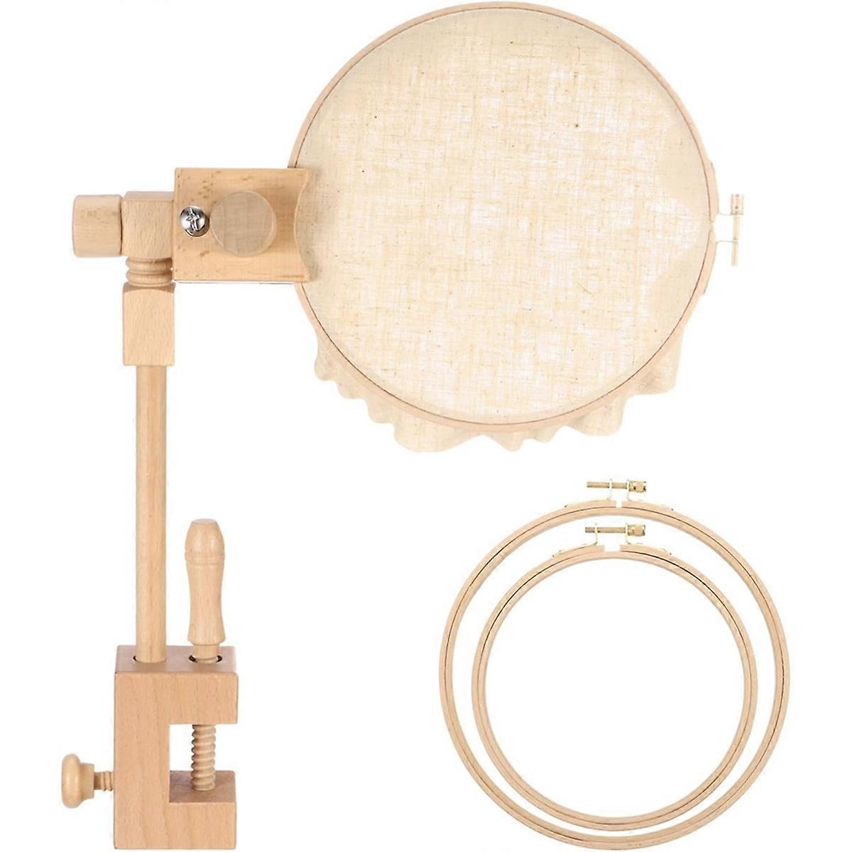 Embroidery Hoop Stand, Adjustable Rotated Beech Wood for DIY Art Craft,Needlework Projects,with 6in&8in Embroidery Hoop