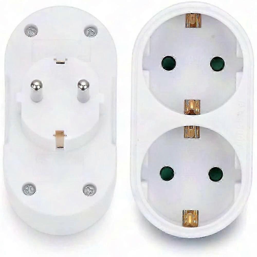 2 Slot Double Plug Multi Socket Adapter Horizontal T-Shape for Home & Office