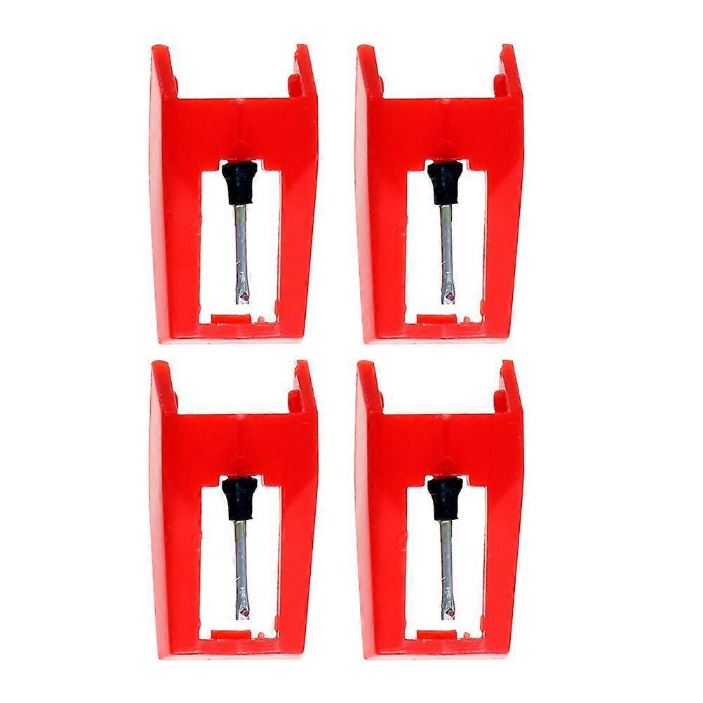 4pcs Gramophone Record Needle Stylus Gramophone Turntable Needle (Red)