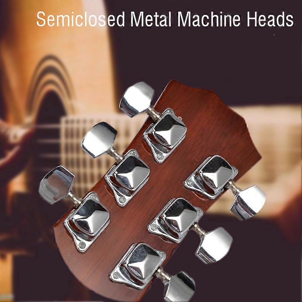 3R 3L Halvsluten Metal Gitarr Stämskruvar Set Silver 125g för Folk Gitarr