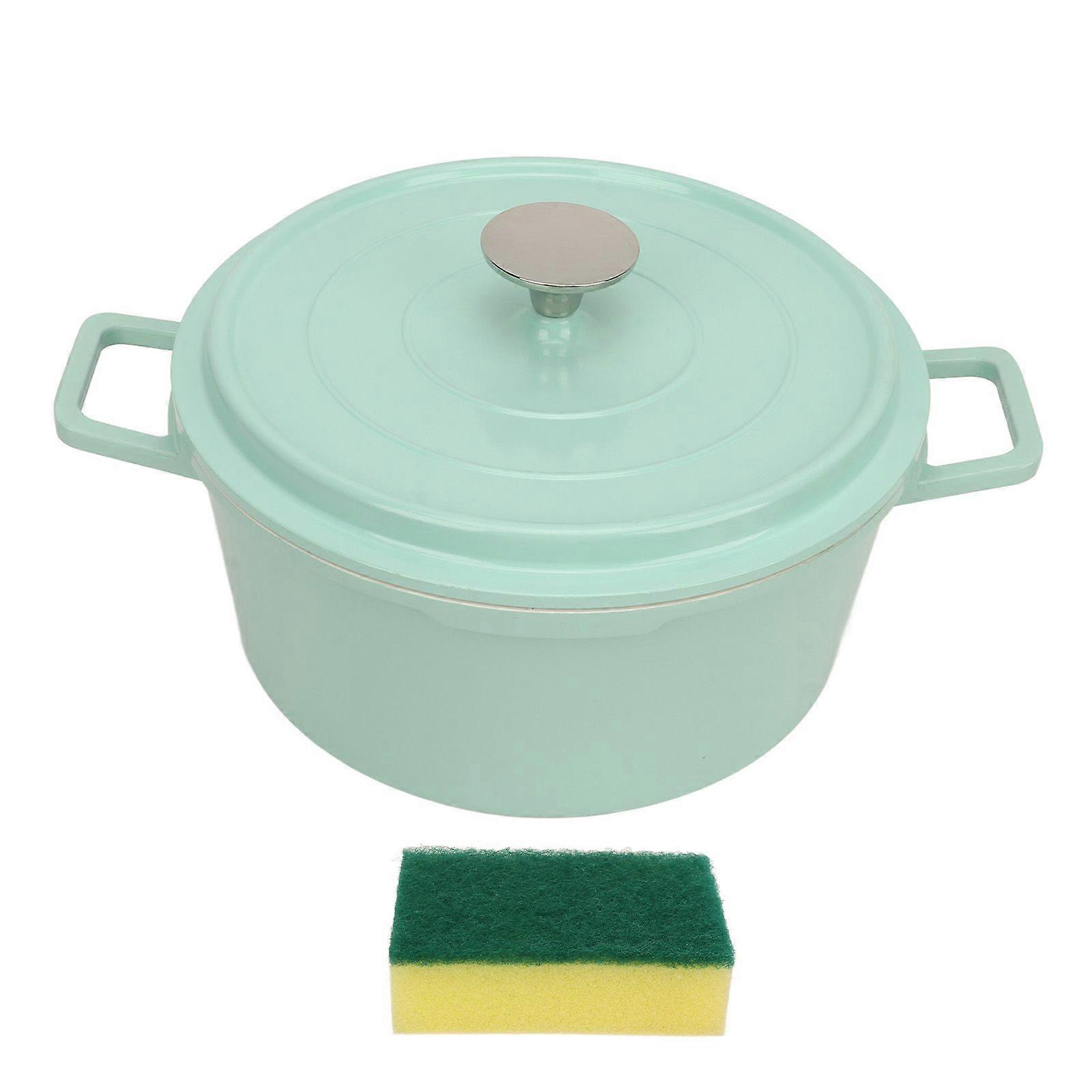 Enameled Pot Stock Pot with Lid Ceramic Aluminium Alloy 2 Handles Antistick Large Capacity Versatile Casserole Pot Green