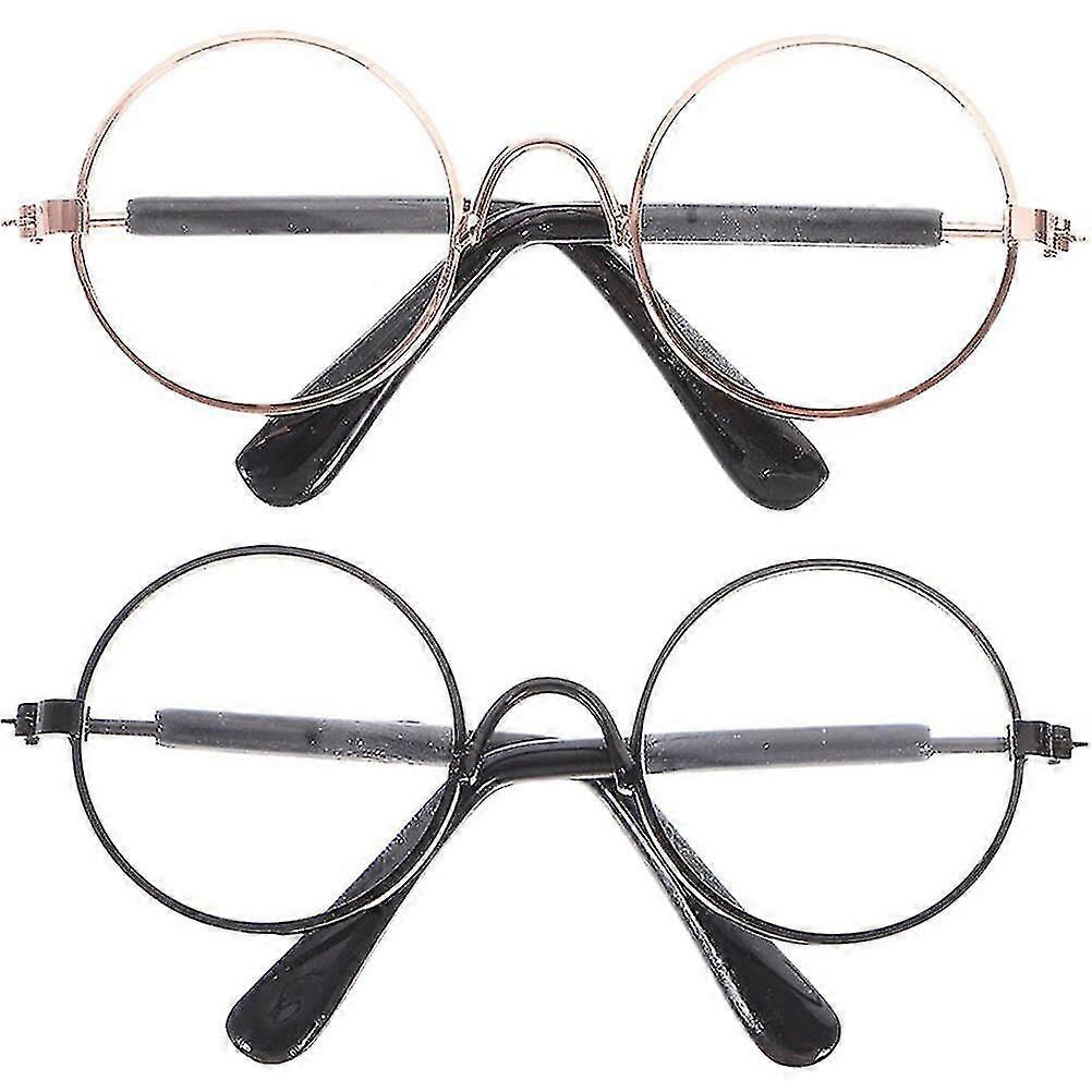 2pcs Doll Mini Eyeglasses Imitation Eyeglass Props Compact Doll Small Glasses
