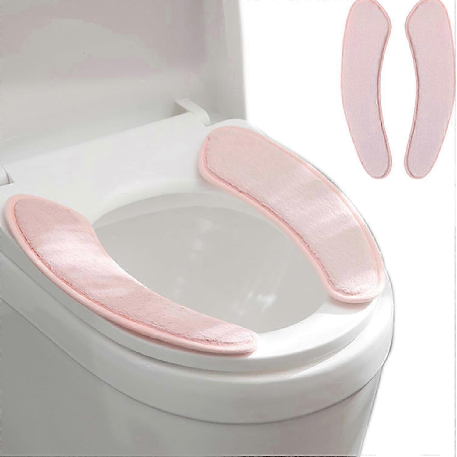 Thick Warm Washable Reusable Toilet Seat Cushion Cover - Double Flap, TPR Adhesive, Soft Protective (Green)(pink)