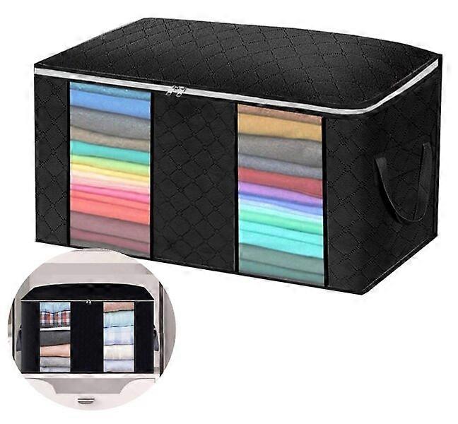 Drawer storage box, E39, 60x43x35cm, black, moisture-proof, with window and handle