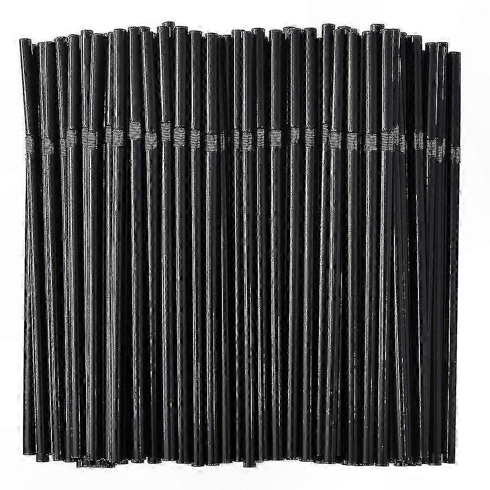 Black Flexible Plastic Drinking Straws, Bendable Disposable Straws, 500/200/100 Count