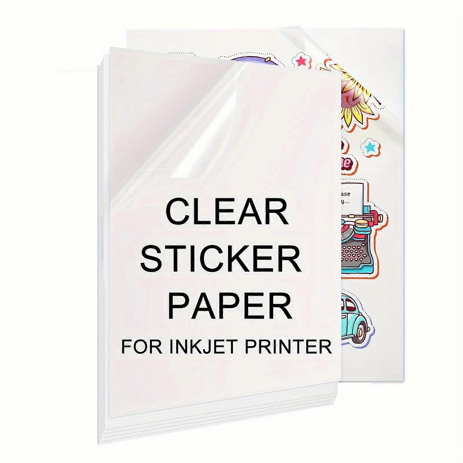 ESHANG 20 Sheets Printable Vinyl Sticker Paper for Inkjet Printer 100% Clear Transparent Non-waterproof Decal Paper Self-Adhesive Sheets 8.3"x11.7"
