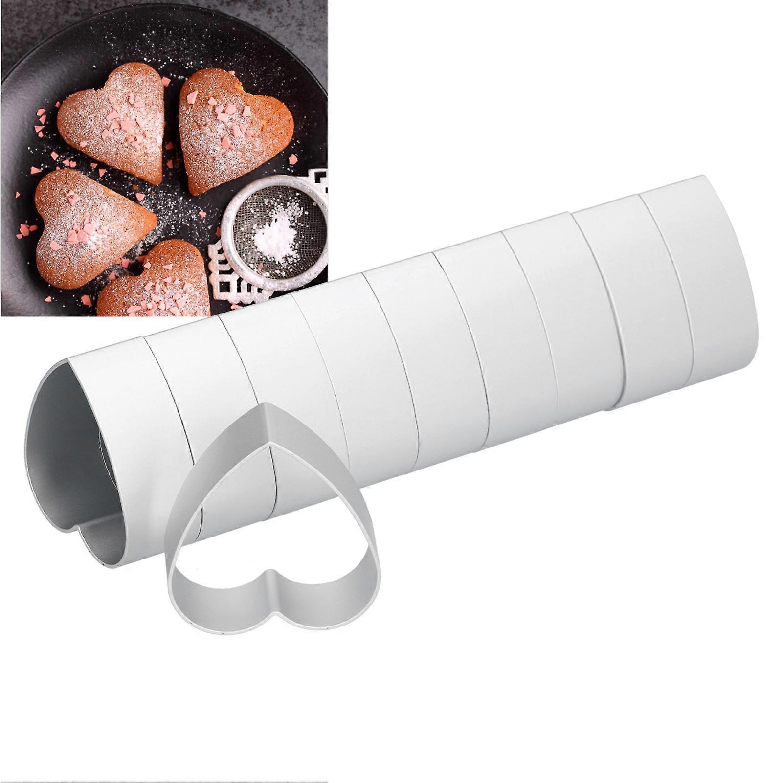 10Pcs/Set Stainless Steel Moon Cake Mold Set Cookies Biscuits Cutter DIY Baking Mold SetHeart Shape