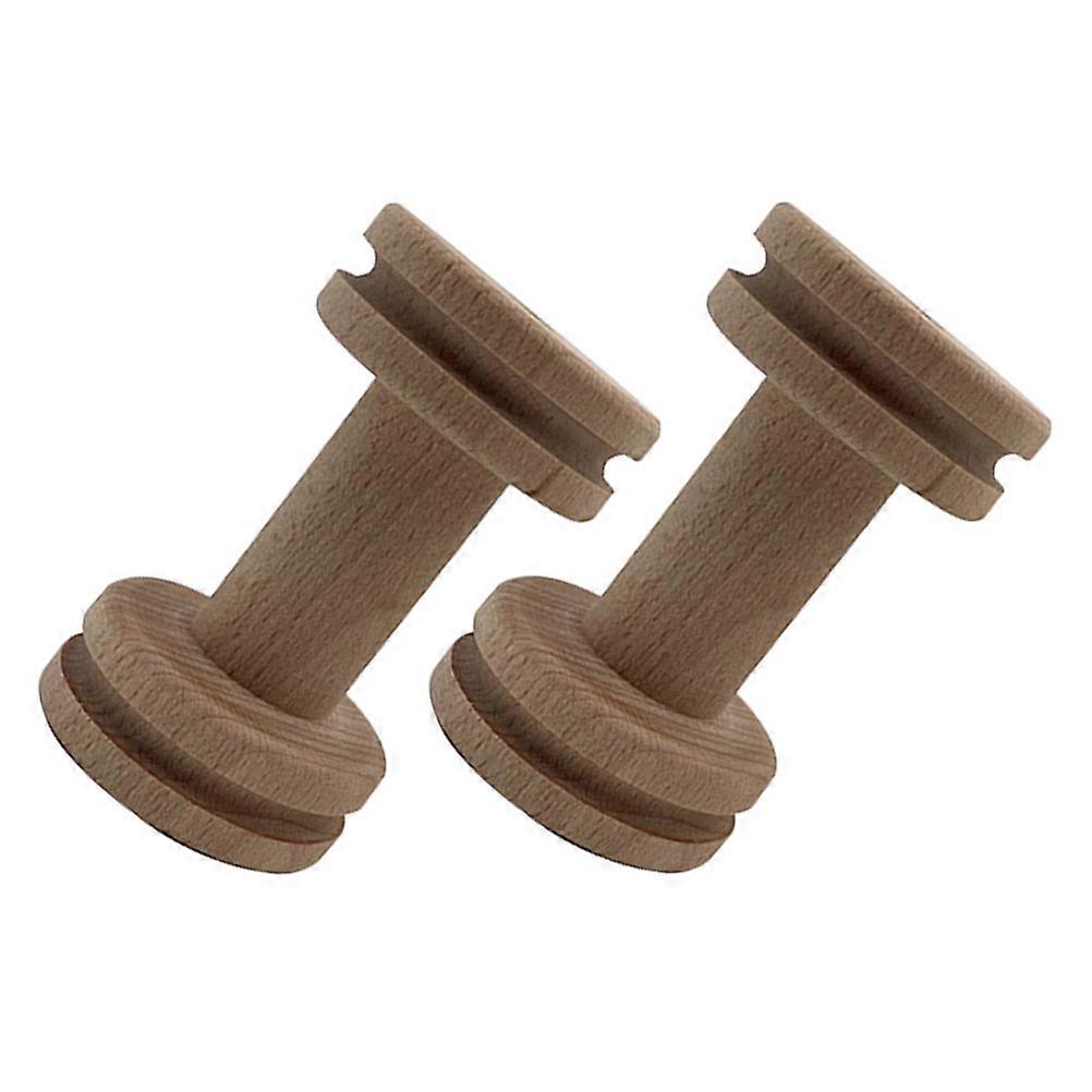 Wooden Wire Winding Spools for Practical Yarn Holding 2Pcs Brown Set