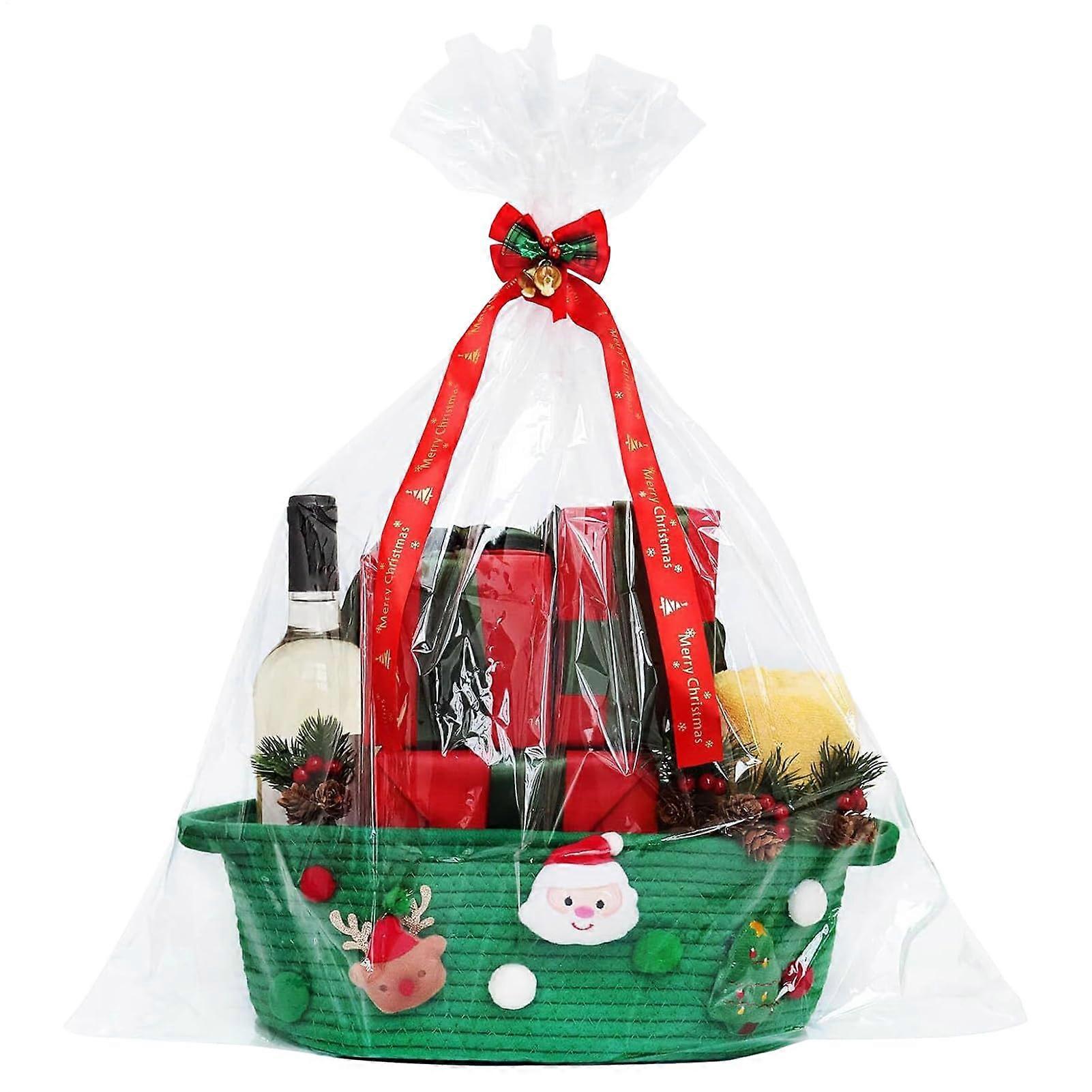 Christmas Baskets For Present Gift Hamper Box With Treats Green Basket For Women And Men Birthday Housewarming Party