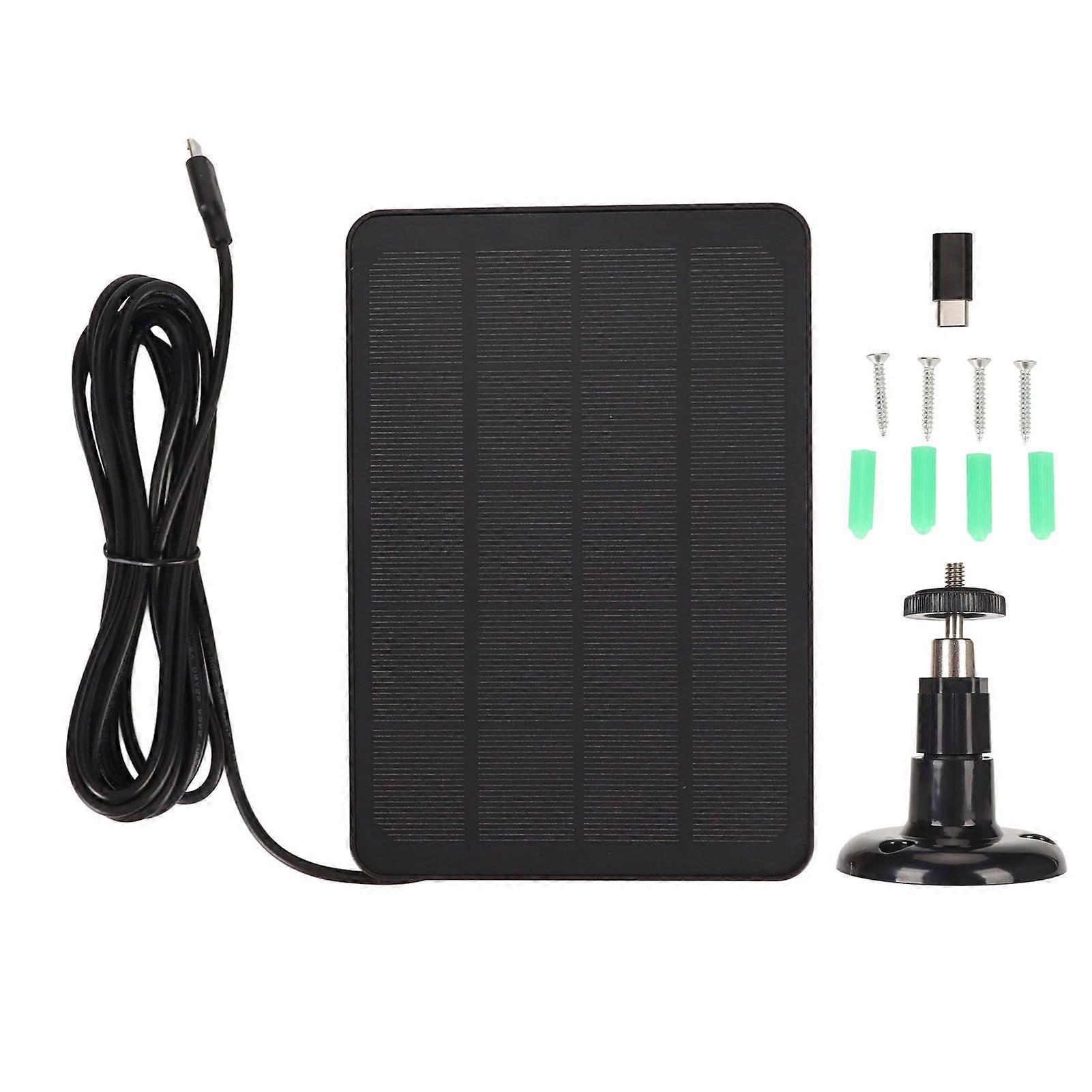 Camera Solar Panel IP65 Waterproof Camera Charger 5V 4W High Efficiency for Micro USB C Black