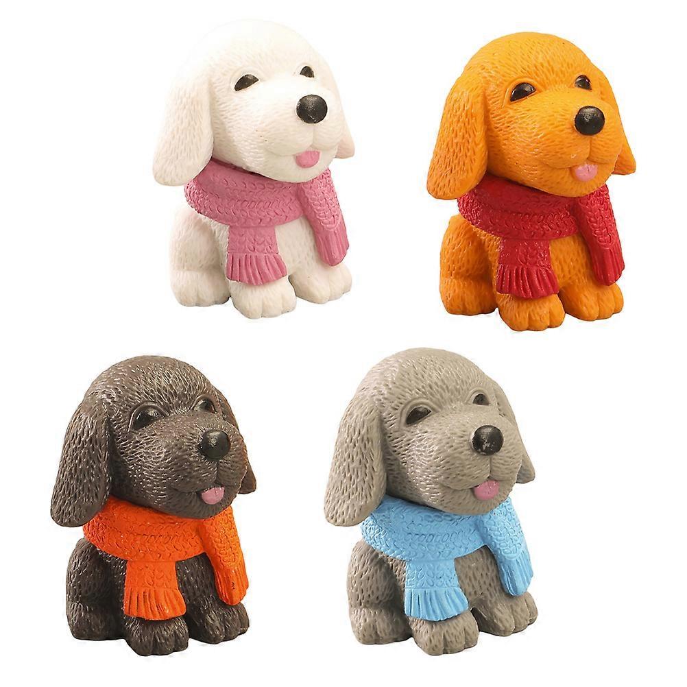Creative Dog Figurine Puppy Doll for Decor 4Pcs Assorted Color Pack