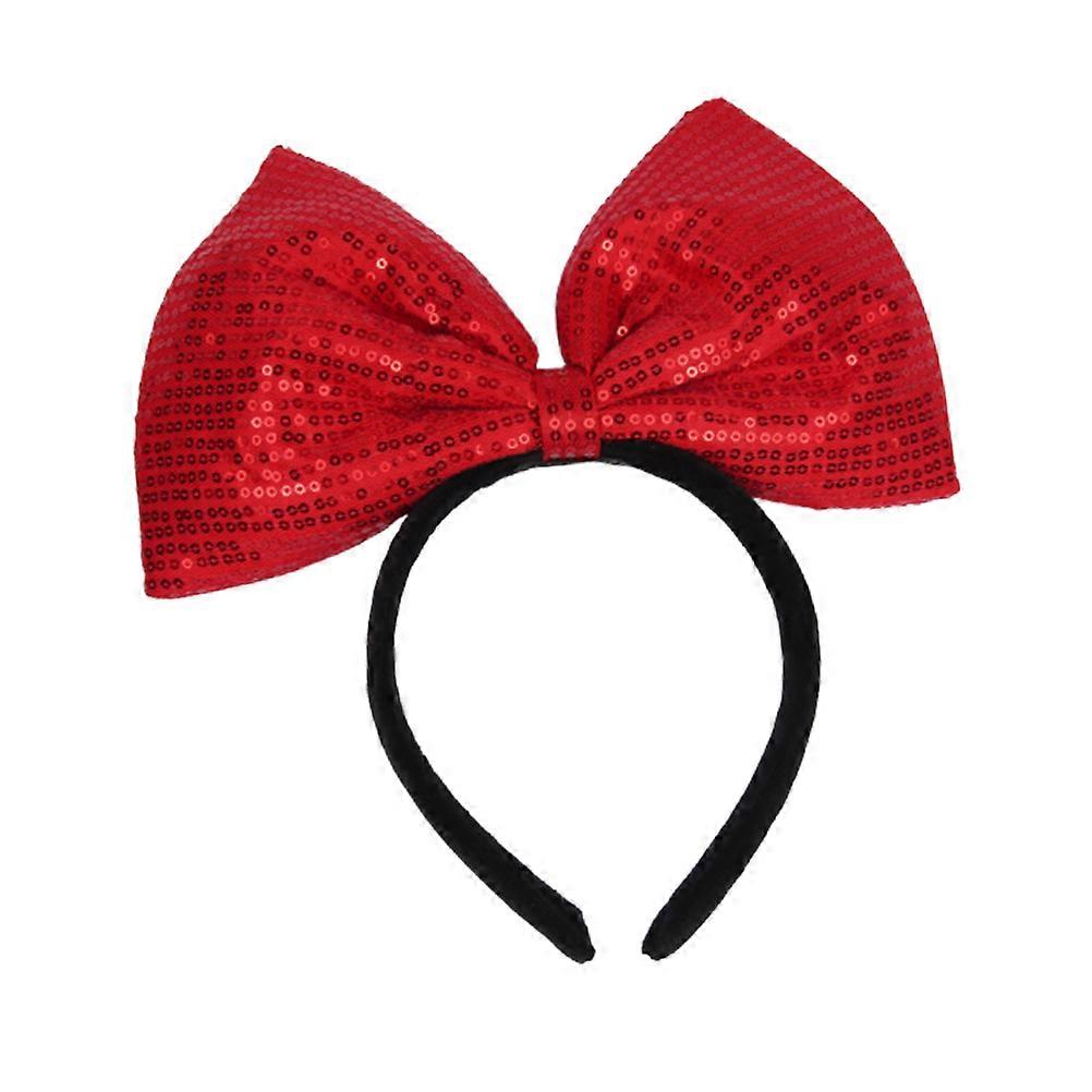 Sequin Hair Band for Decoration with Bowknot Design 1 Piece Red