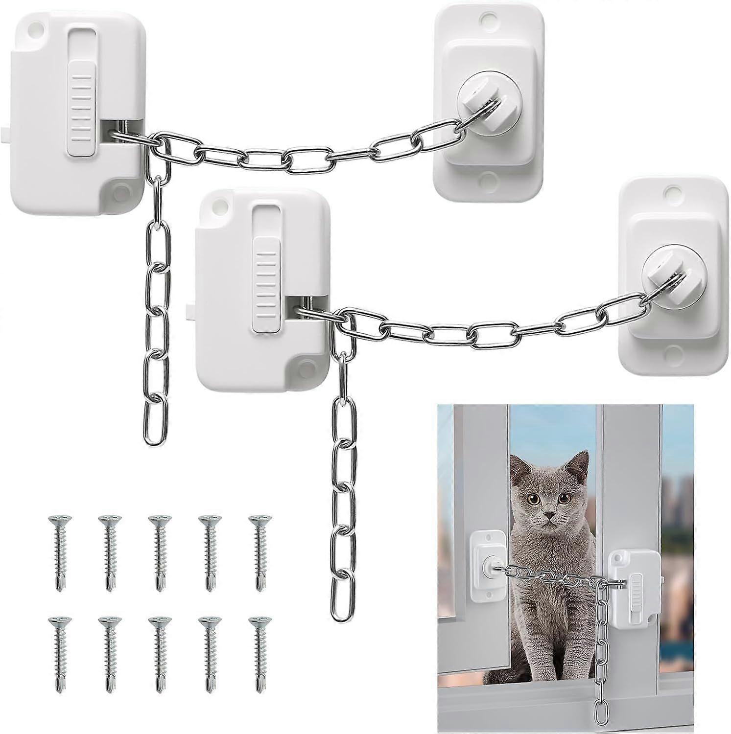 Pack Window Locks with Screws, Window Restrictors for Child and Pet Safety, Adjustable Window Lock for Door, Sliding Window,