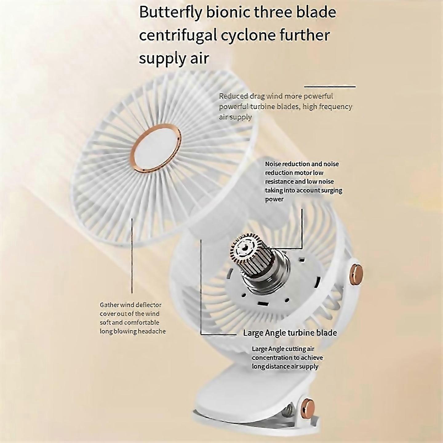 Für 6 Zoll Clip Lüfter 2400mah Mini Silent Useful Desktop Office Fanblue