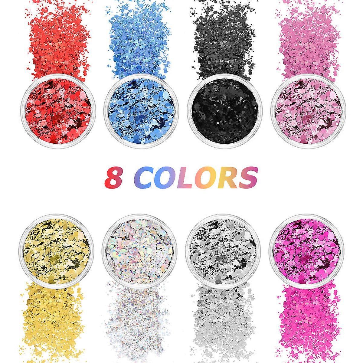 Irregular Glitter Confetti Supvox 8 Boxes for Face Art Usage