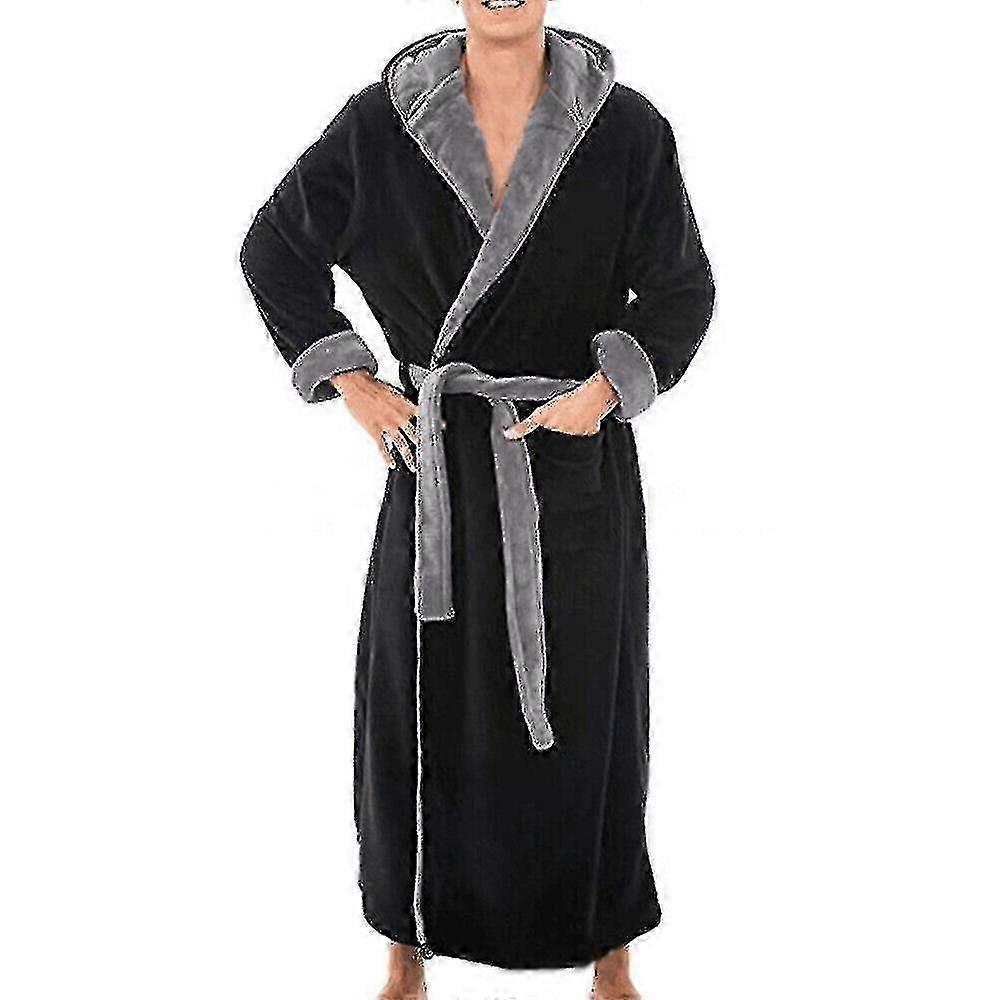 Herr Huva Handduk Badrock Lång Morgonrock Vinter Varm 2025