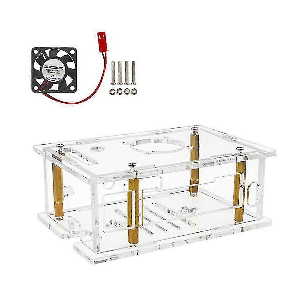 Transparent Acrylic Case Shell complete with Cooling Fan for Orange Pi RV2 Development Board