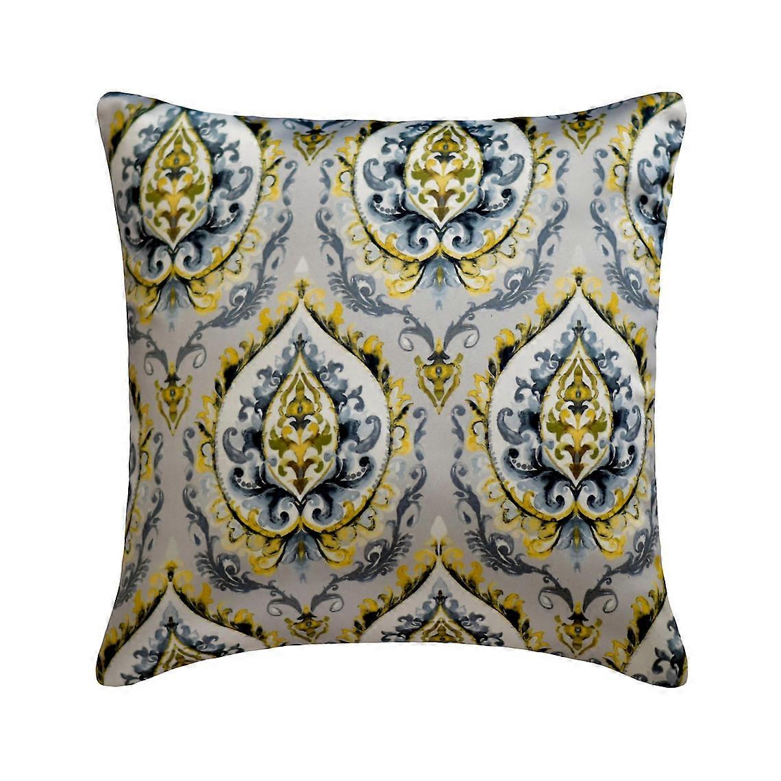 Euro Sham Cover 26"x26" Gray, Satin Damask Printed Throw Pillow for Sofa, Contemporary Style - Compatible with Fiery Damask
