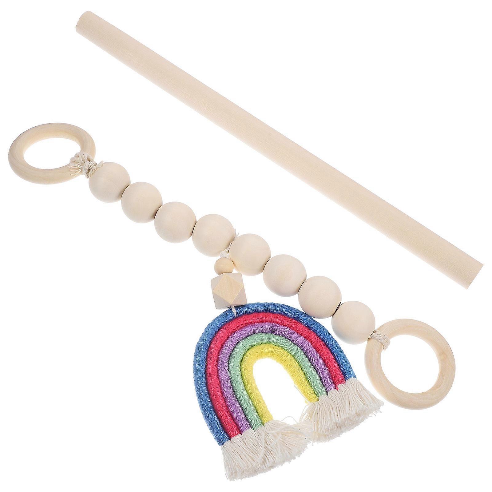 Decorative Curtain Holder for Curtain Use 4Sets Wood Beads Rainbow Tassel