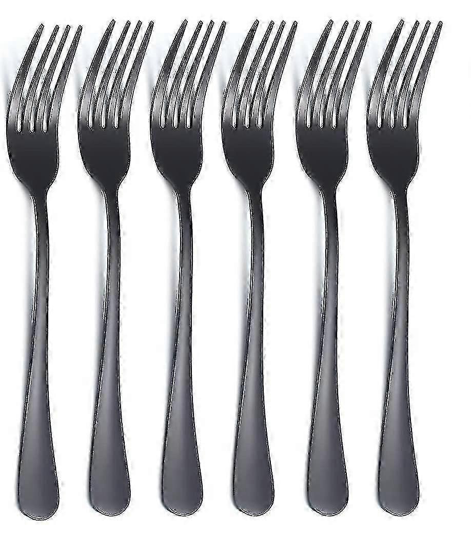 Garfo de jantar preto 6 Pcs, aço inoxidável 8,17 polegadas de titânio talheres