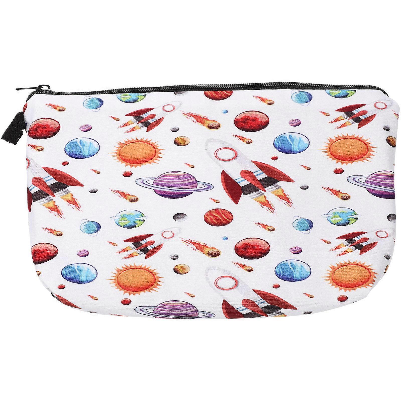 Cosmetic Organization Toiletry Bag Rectangular Zipper Design White 8.7×5.3×0.4in Aluminum Alloy 1Set