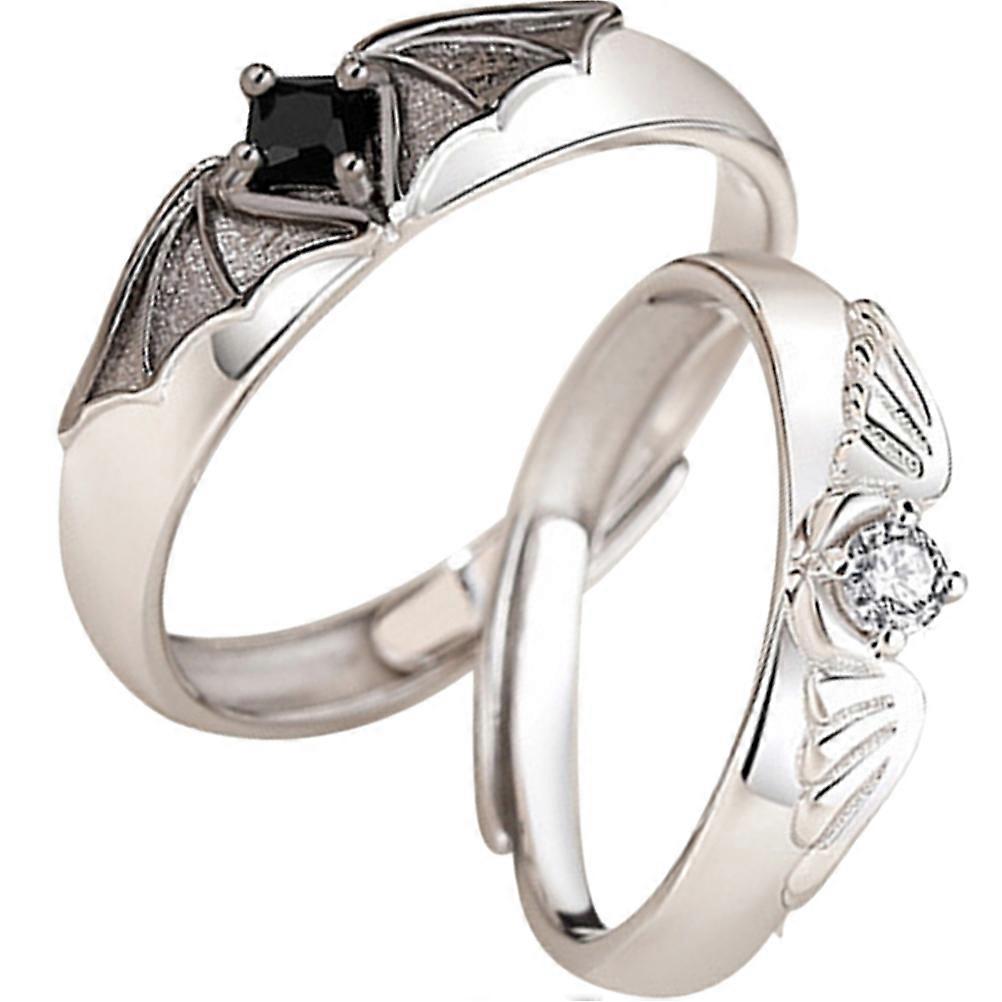 Cool Open Wing Design Rings For Lovers Daily Wear And Special Occasions In Silver Color 2 Pairs