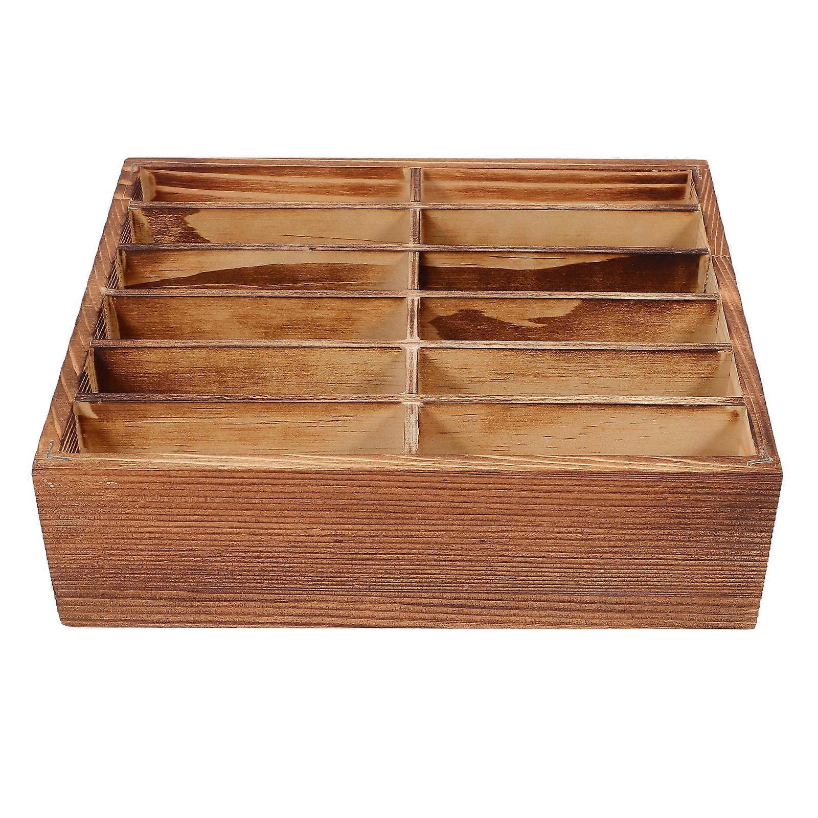 Office Mobile Phone Organizer for Storage Use with 12 Grid Wooden Holder 2Pcs