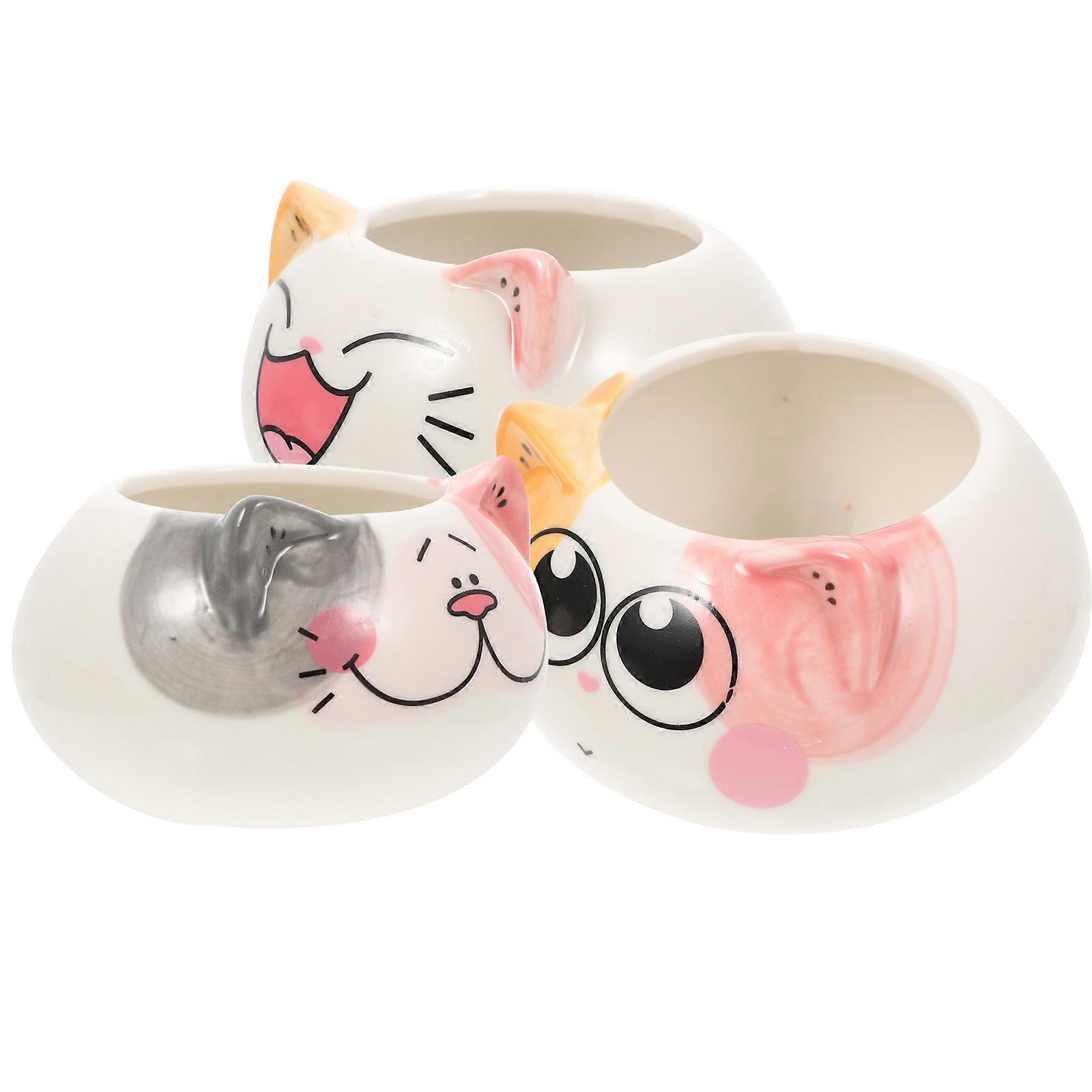 Cat Ceramic Flowerpot for Succulent Plants 6Pcs Decorative Set