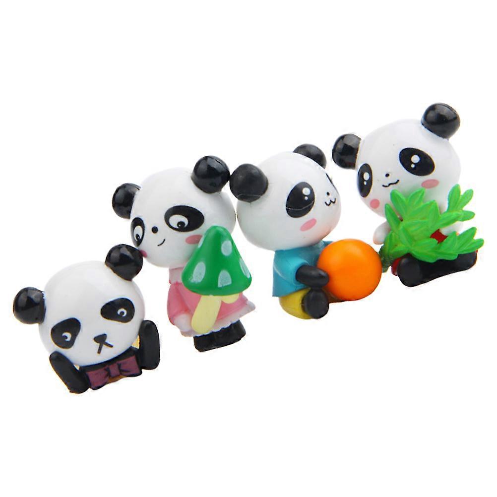 Mini Panda Figurine PVC Panda Decor for Micro Landscape 8Pcs