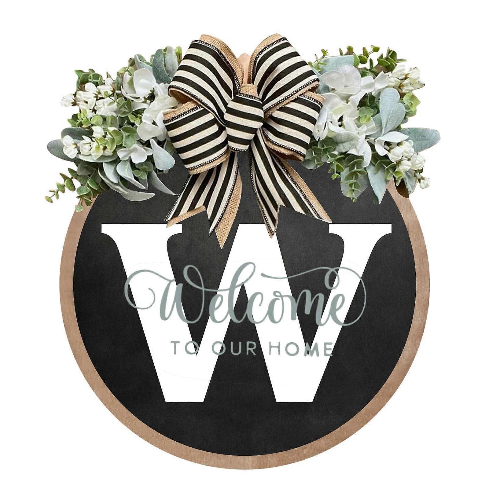 TenYiLy Clearance Unique A Z Last Name Year Round Front Door Wreath with Bow 16