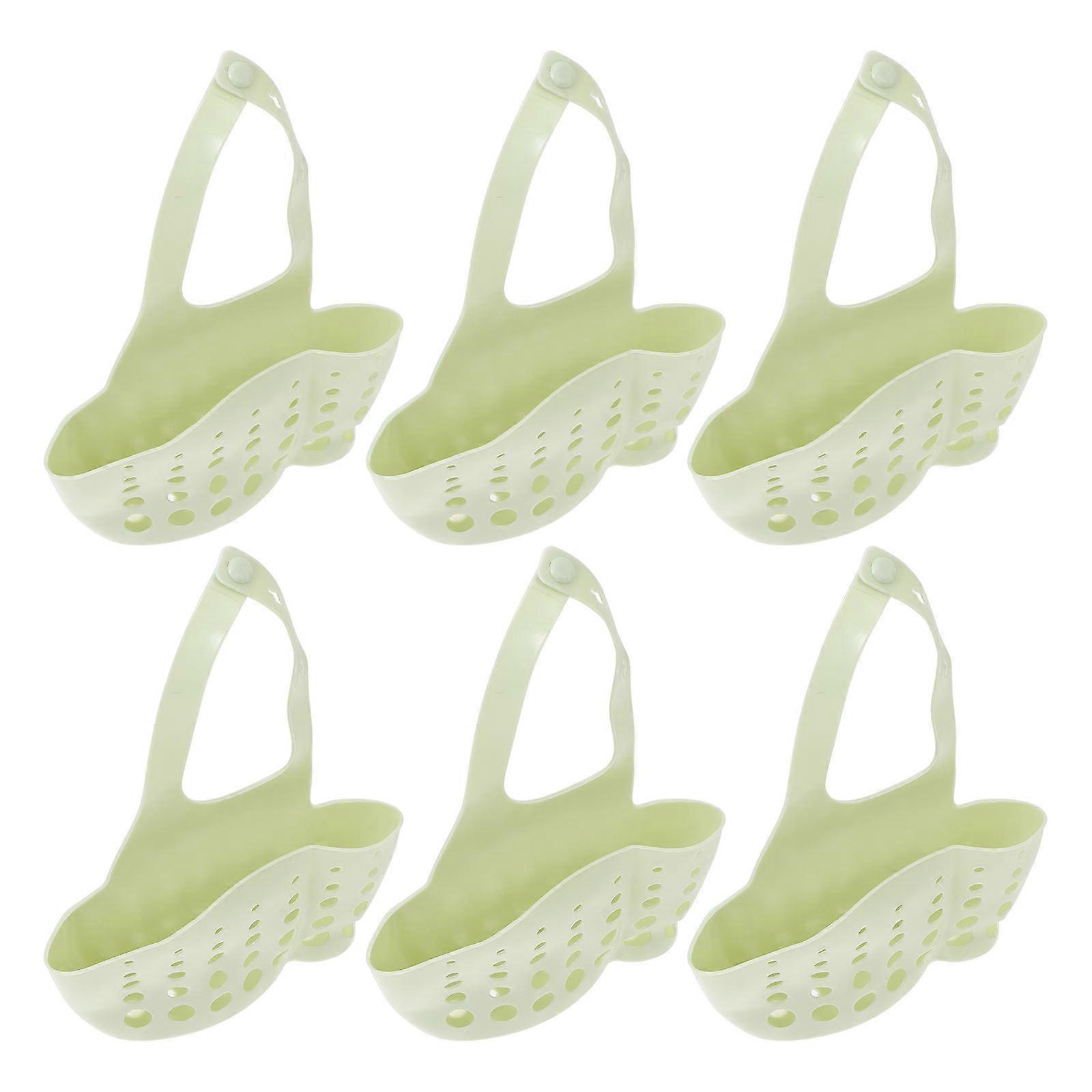 Kitchen Draining Basket for Kitchenware Holder 6Pcs Green PVC Sponge Storage Rack