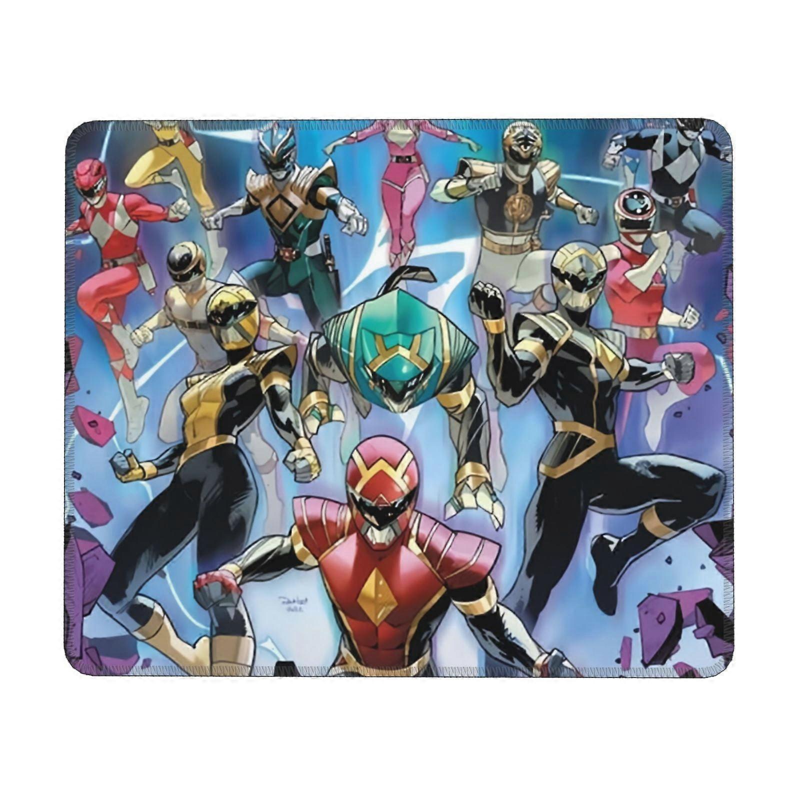 Power Rangers Mouse Pad with Stitched Edge, Non-Slip Rubber Base, Washable Lycra Cloth, Compatible with Computers and Laptops