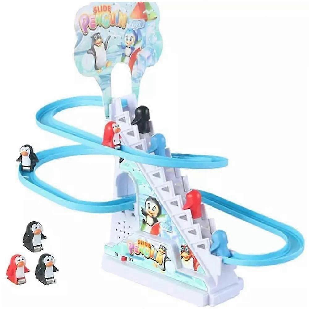 Penguin Slide Race Track Set Med Lys Og Musikk For BarnPenguin Race Set Lite Playset LED Blinkende Lys Race Track Game Set