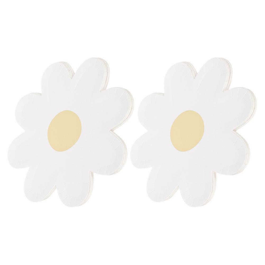 Party Plates Daisy Paper Plates Flower Shaped for Party Use 80Pcs White