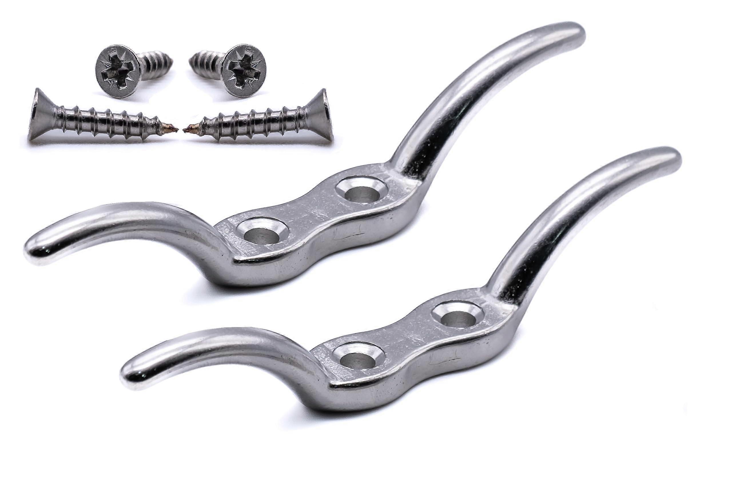 Rust resistant flagpole blind line 66mm  marine grade stainless steel 316 A4 Set of 2 flag line mounting hooks