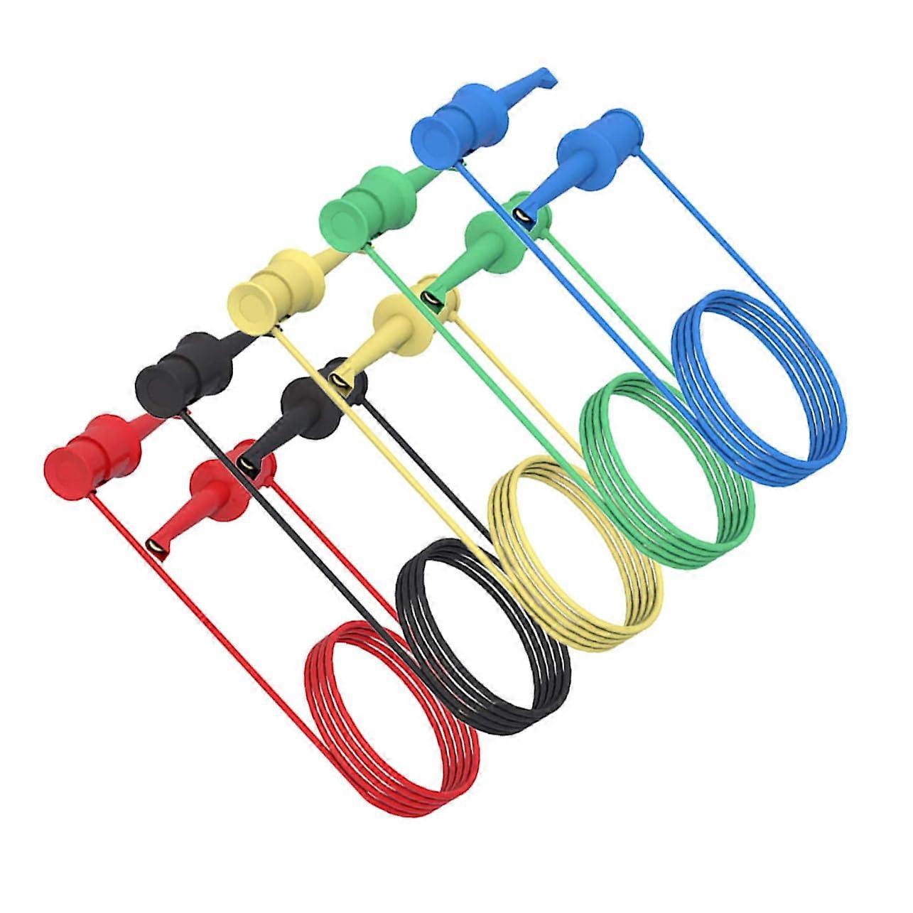 Silicone Mini Grabber Test Leads 5 Pack With Dual IC Hooks Insulated Test Wires For Electronics And Lab Use