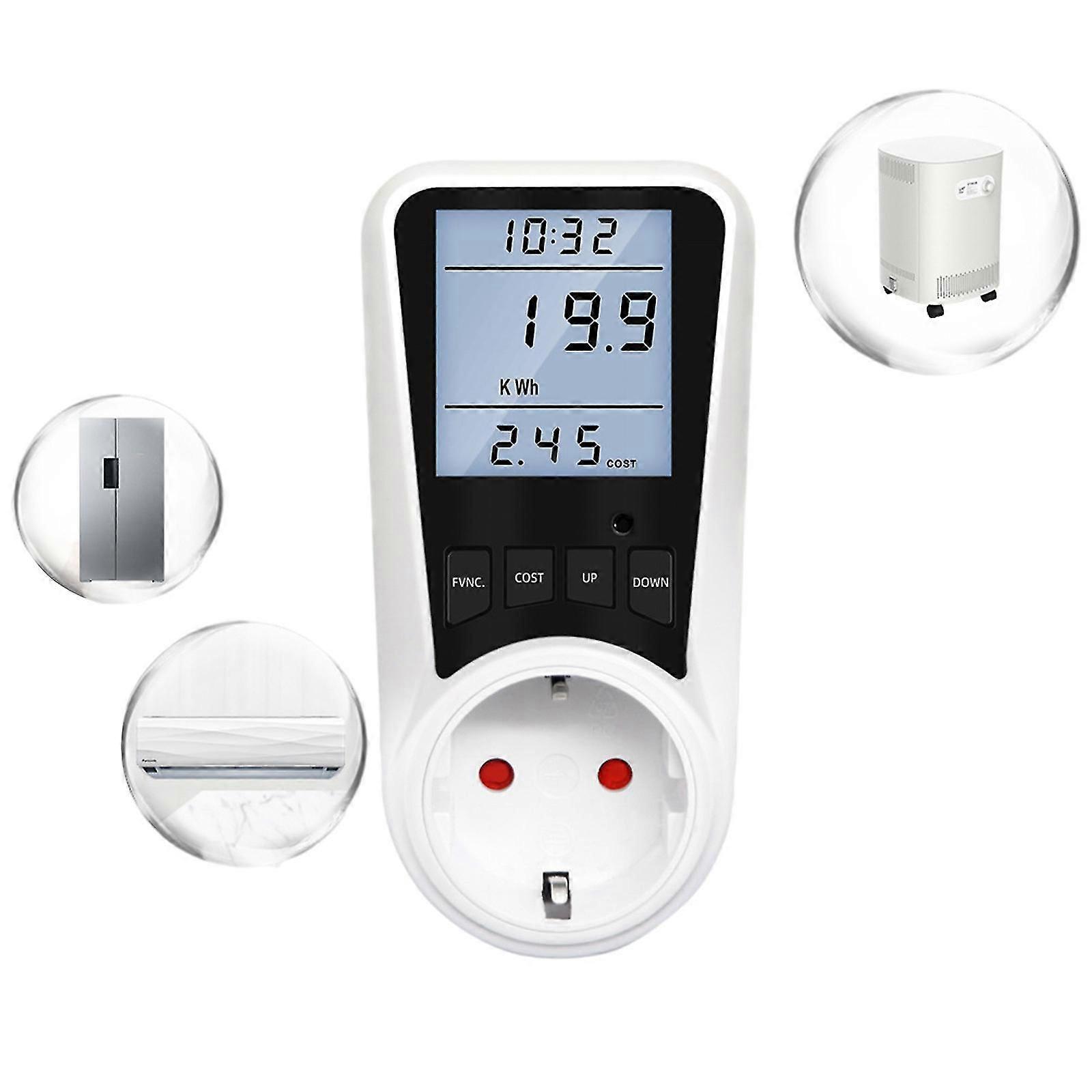 Electricity Meter For Socket, Current Meter, Power Consumption Meter With Lcd Backlight, 7 Monitoring Modes Fg