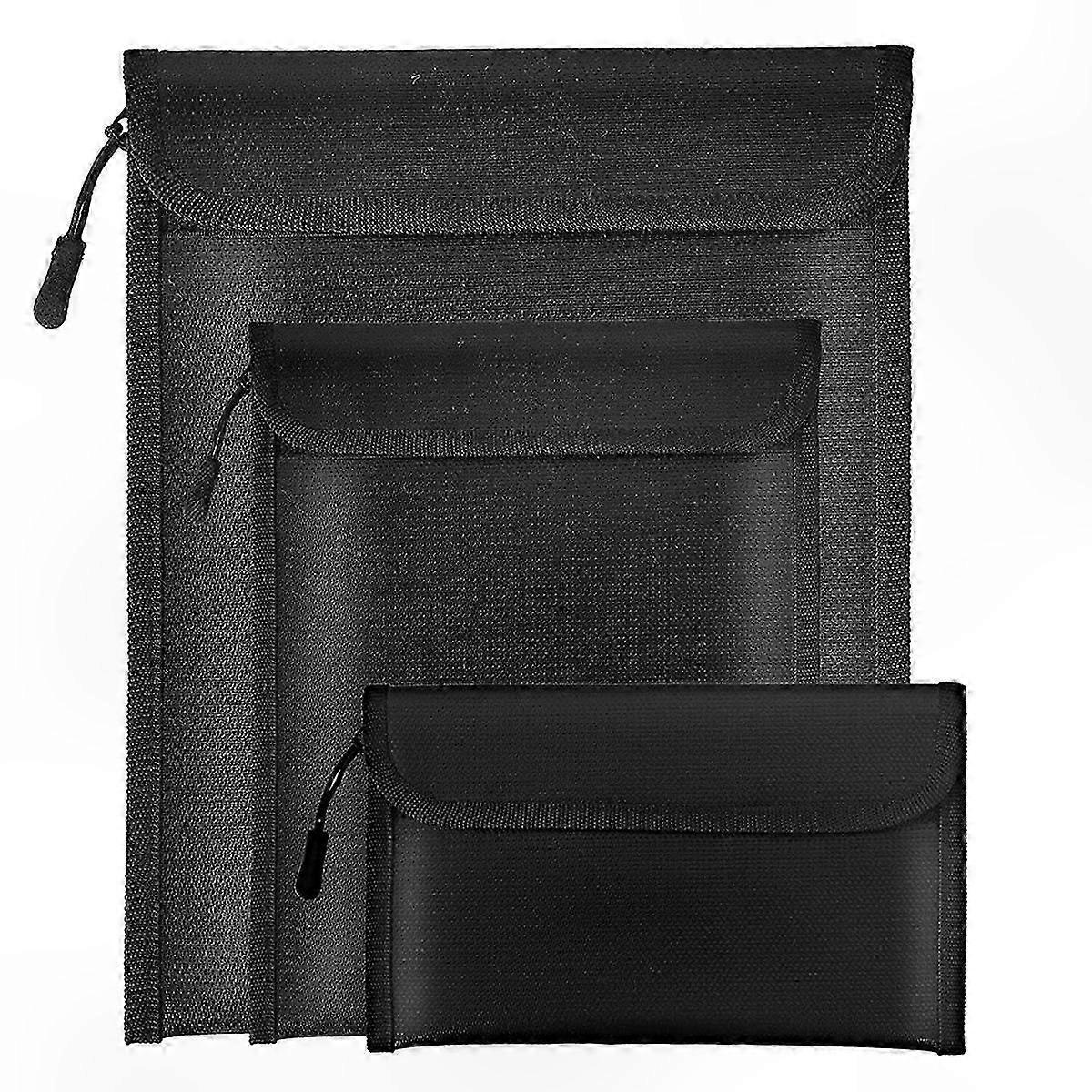 Fireproof Waterproof Document Bag 2000F 3-Pack with Locking Zipper for Cash and Documents
