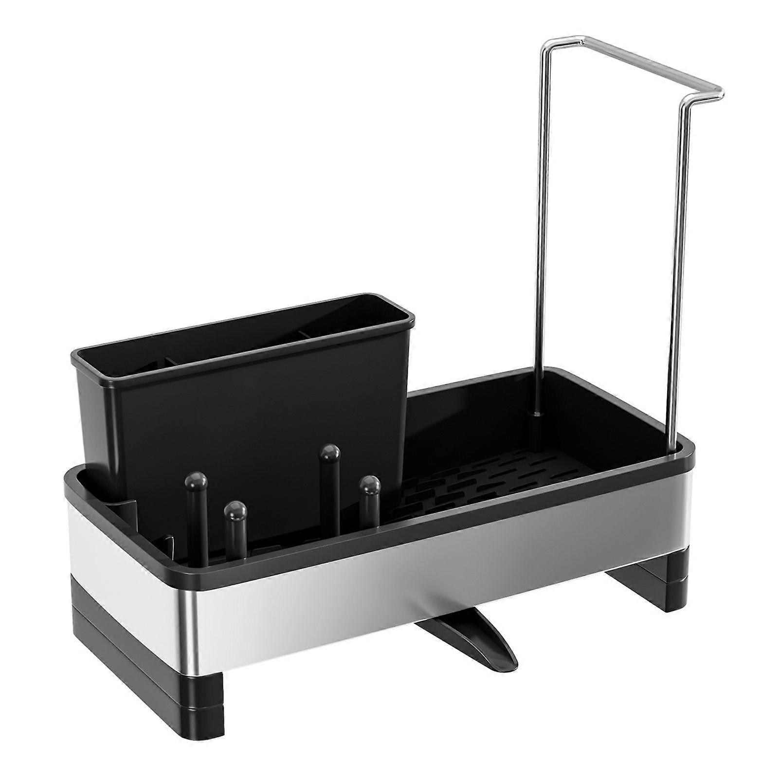 Stainless Steel Sponge Holder Sink Rack Large Capacity Rust-Resistant Self-Draining Multi-Functional Kitchen Storage Rack