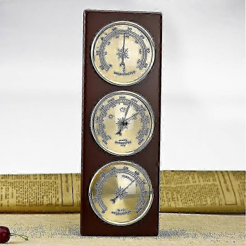 Analogue Weather Station, In Solid Wood, With Barometer, Thermometer, Hygrometer, For Ambient Temperature Control