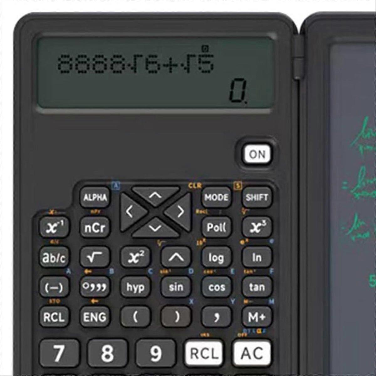 Calculatrice avec tableau d'écriture, écran LCD 12 chiffres, noir