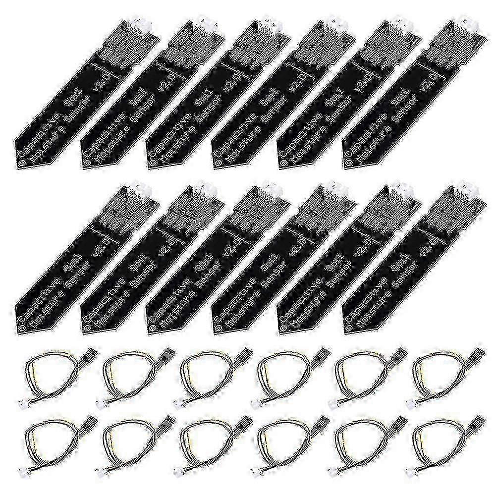 12-Piece 3.3-5.5V 3-Pin Capacitive Soil Moisture Sensor Module with Gravity Wire and Corrosion Resistance 25-26