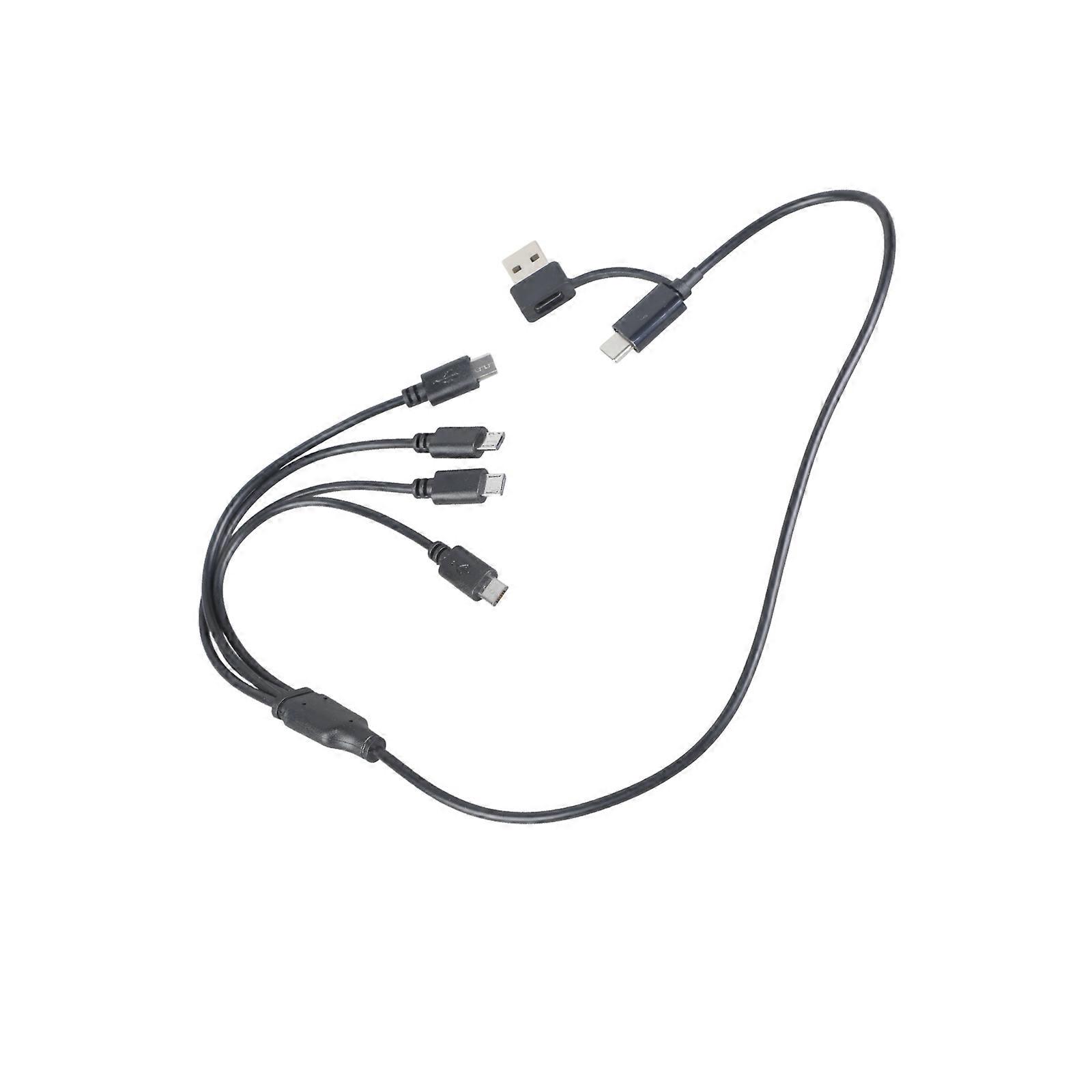 Double Input Device Cable USB 2.0 And USB C To 4x Mcro 5pin USB 5V Power Cord For Home Travel Accessories Multicolor