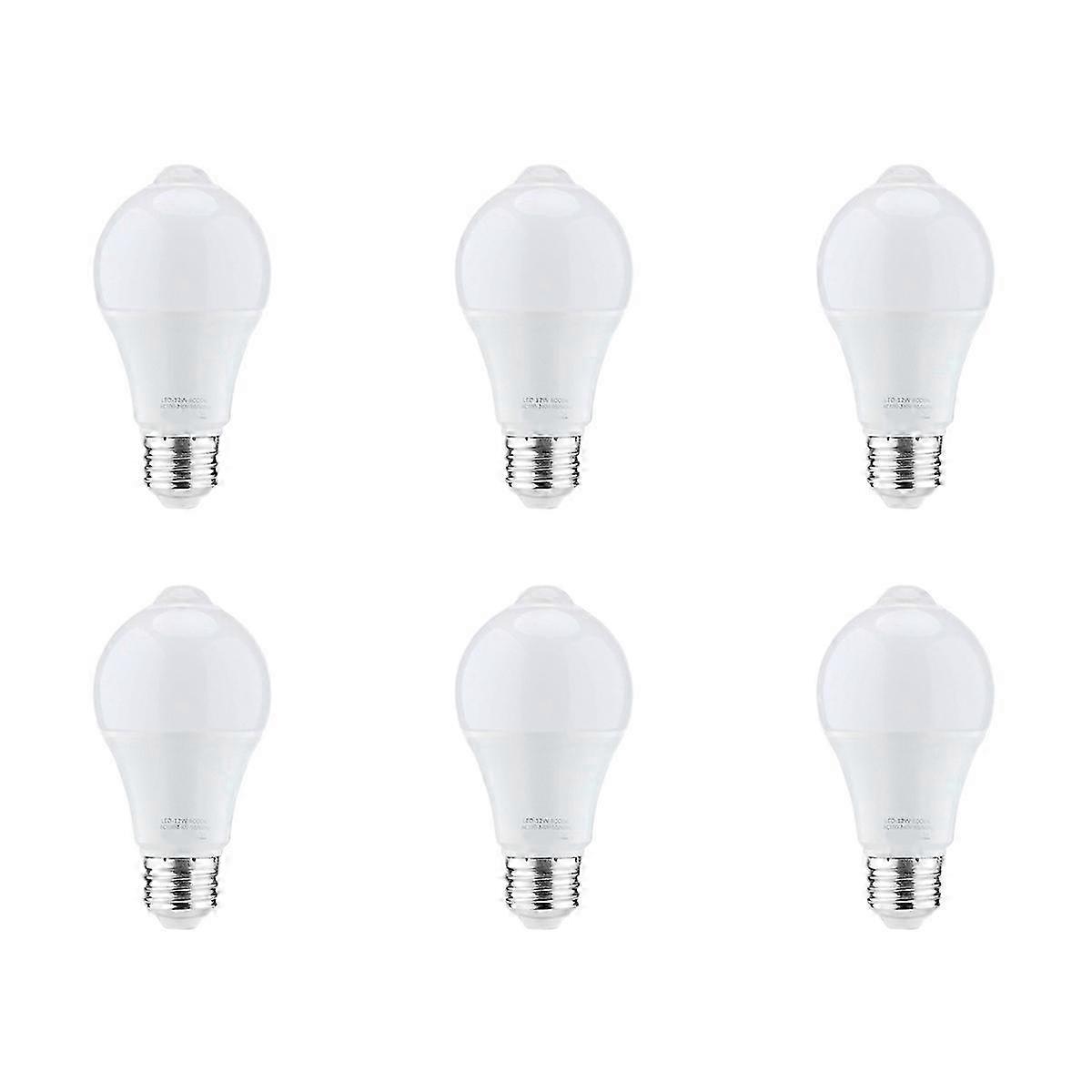 6X 12W Motion Sensor Light Bulb,Outdoor/Indoor Movement Activated Security LED Bulb,1000LM,E26/B22 Edition 1105
