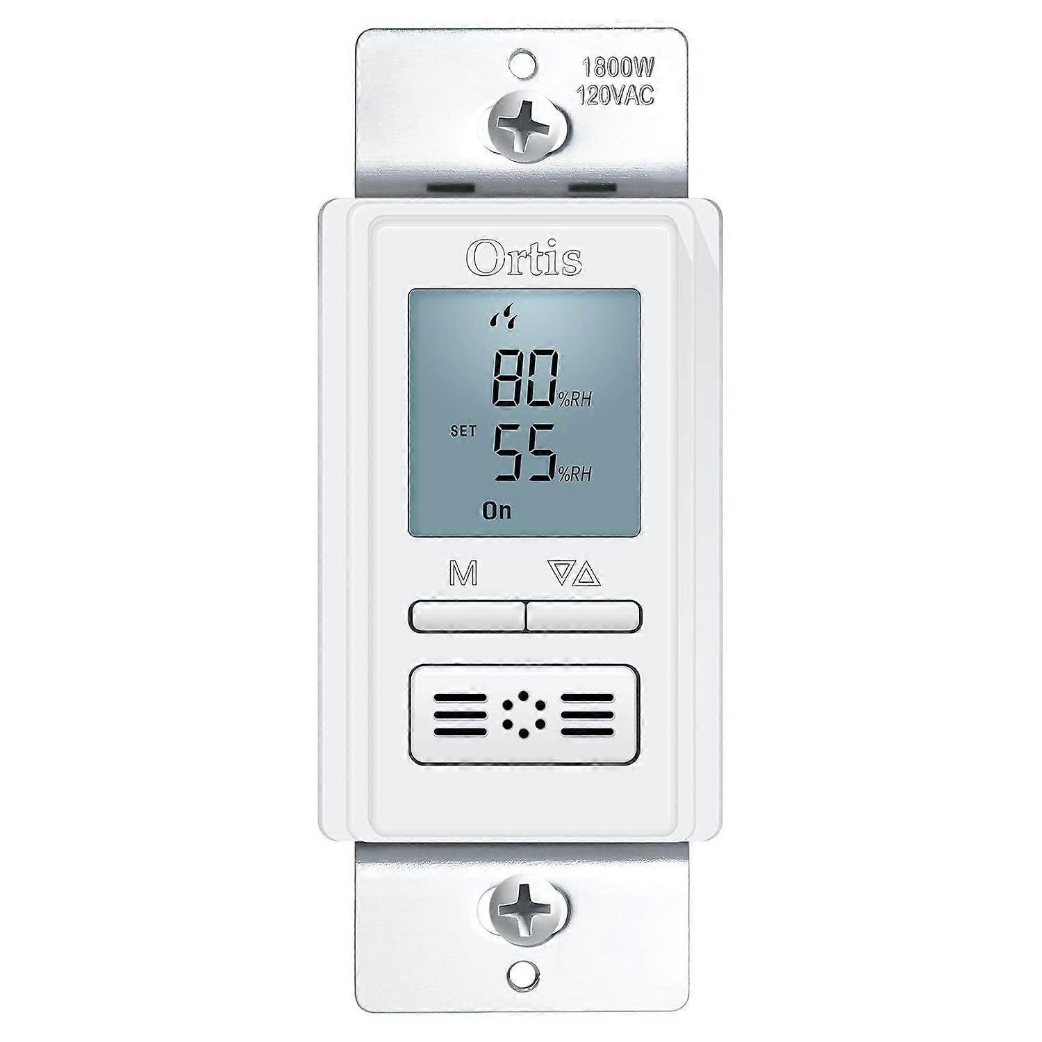 [New Generation] Humidity Sensor Switch, in-Wall Bathroom Fan Automated Control Switch, Air Moisture Detection, Neutral Wire Required, White, 120V/220